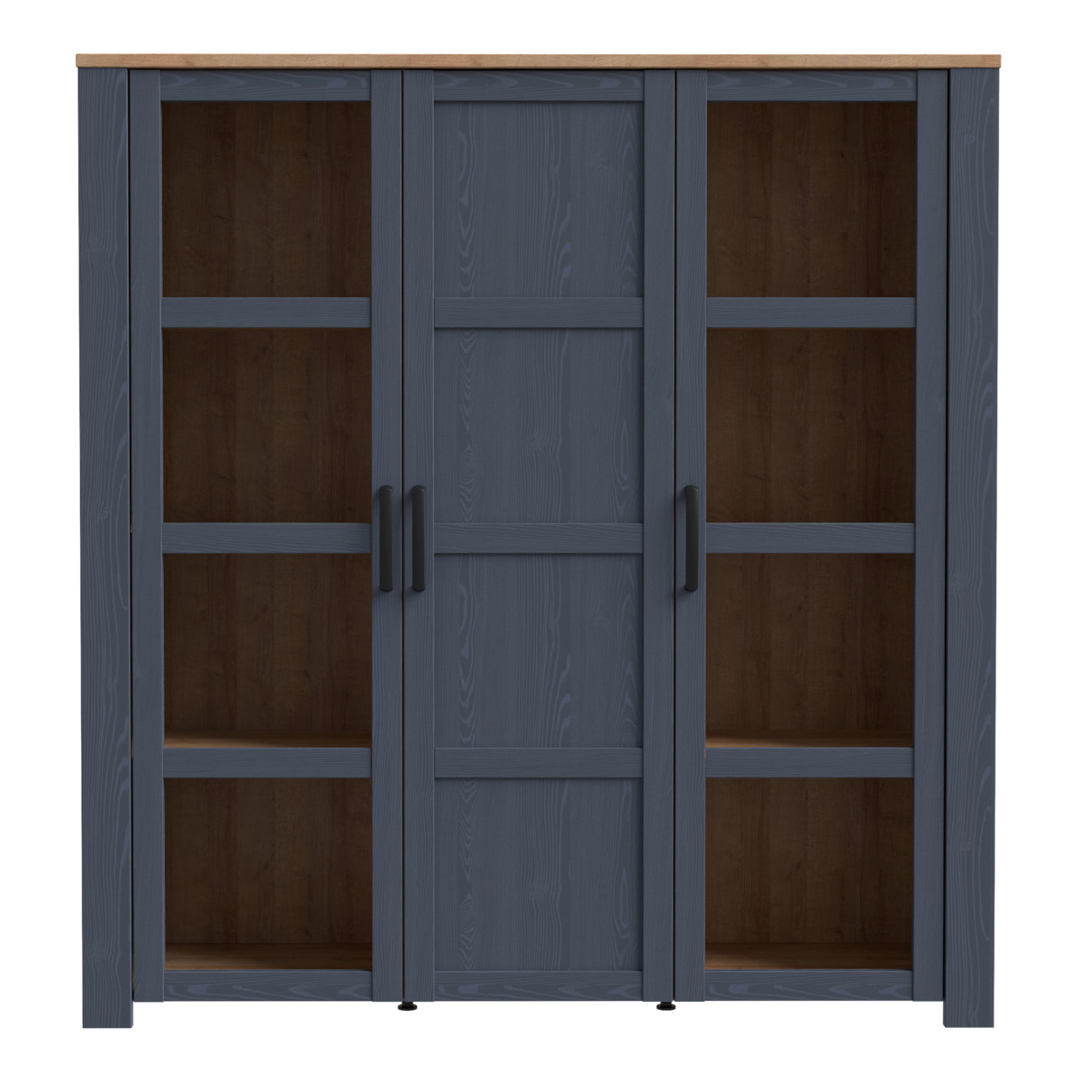 Bohol Large Display Cabinet in Riviera Oak and Navy